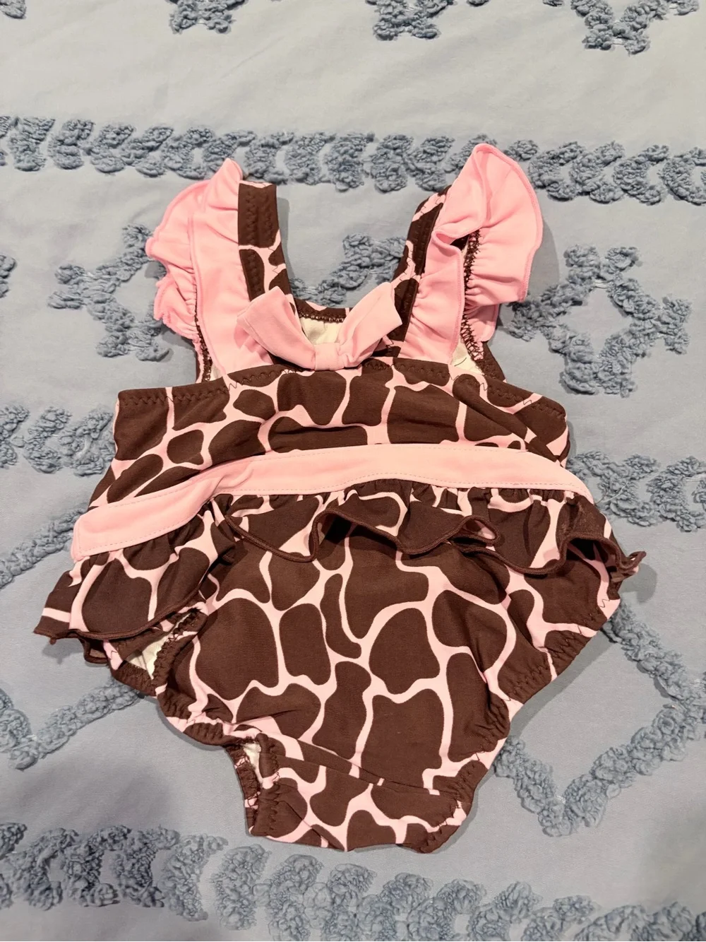 The Children's Place Pink and Brown Giraffe-Print One-Piece Swimsuit
